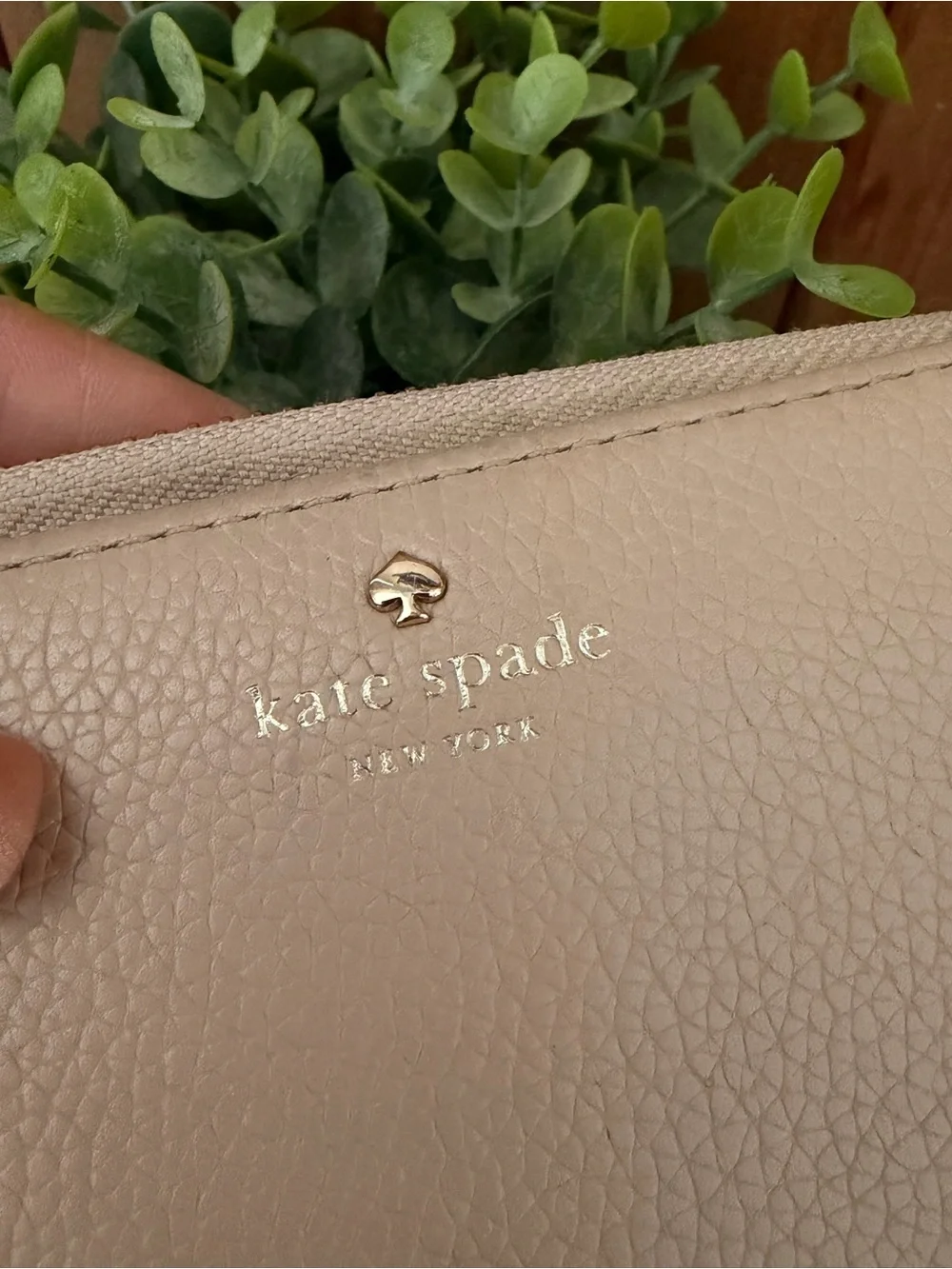 Kate Spade Blush Ivory Pebbled Leather Zip Around Continental Wallet